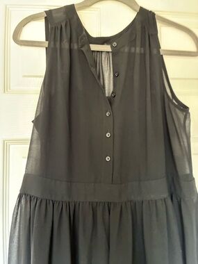 Sleeveless Black Button-Front Sheer Dress